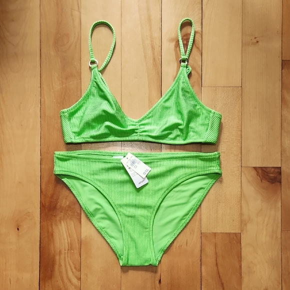 NWT Aerie Beach Babe Shine Rib Bikini Set - S - Picture 1 of 15